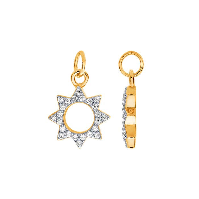 Sterling Silver Gold-Plated CZ-Set Sun Charm