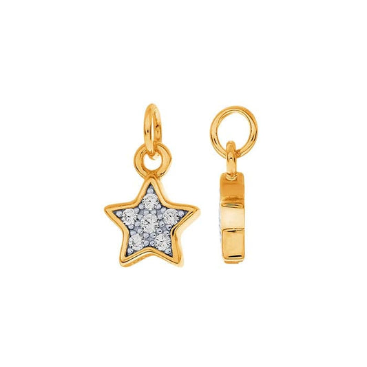 Sterling Silver Gold-Plated CZ-Set Star Charm