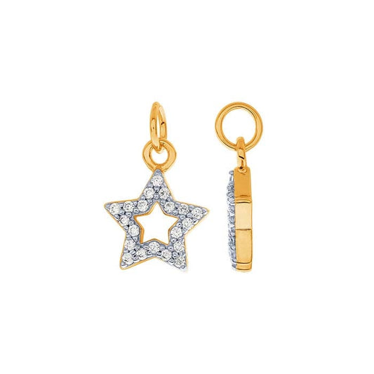 Sterling Silver Gold-Plated CZ-Set Star Charm