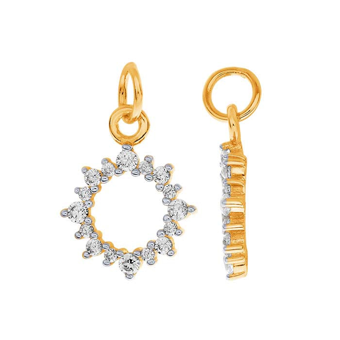 Sterling Silver Gold-Plated CZ-Set Circle Charm