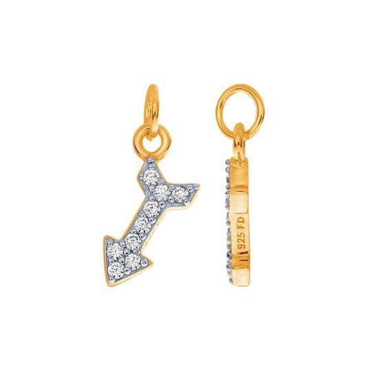Sterling Silver Gold-Plated CZ-Set Arrow Charm
