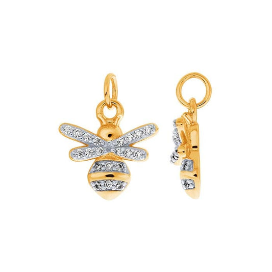 Sterling Silver Gold-Plated CZ-Set Dragonfly Charm