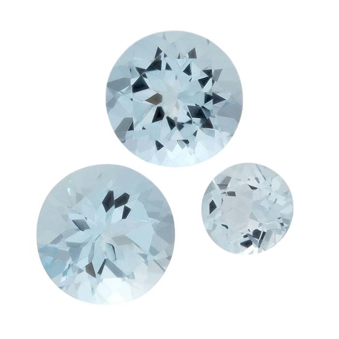 Aquamarine Round Faceted Gemstones, A-Grade