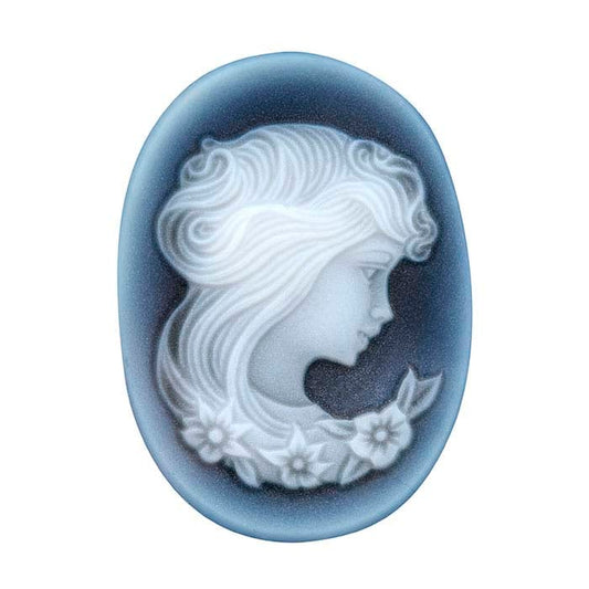 Black Agate 30 x 22mm Oval Portrait Cameo