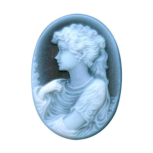 Black Agate 25 x 18mm Oval Portrait Cameo