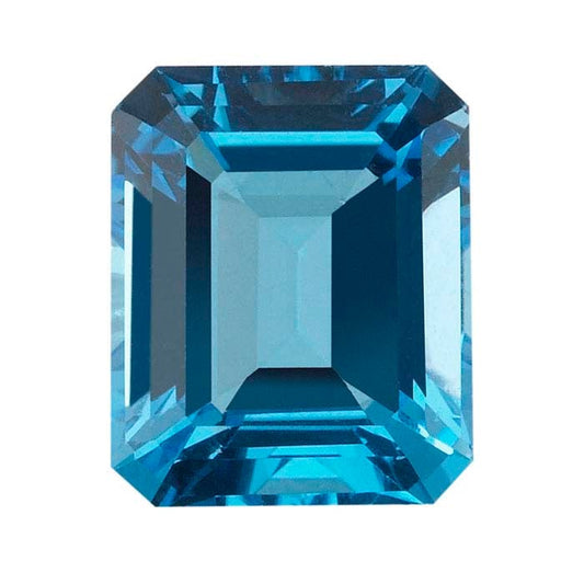 Swiss-Blue Topaz Emerald-Cut Faceted Gemstones, AA-Grade