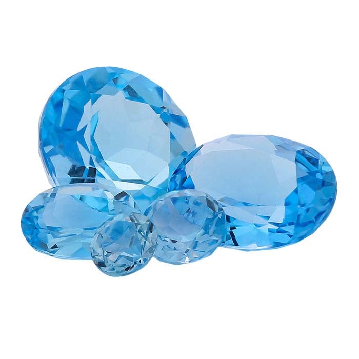 Swiss-Blue Topaz Round Faceted Gemstones, AA-Grade