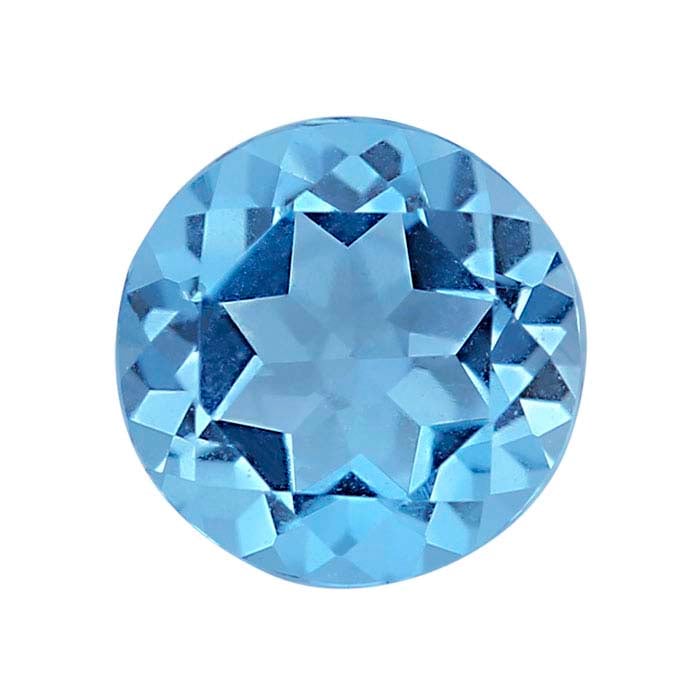Swiss-Blue Topaz Round Faceted Gemstones, AA-Grade