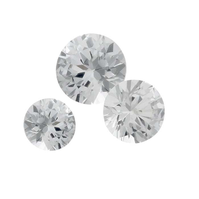 White Sapphire Round Faceted Gemstones, AAA-Grade