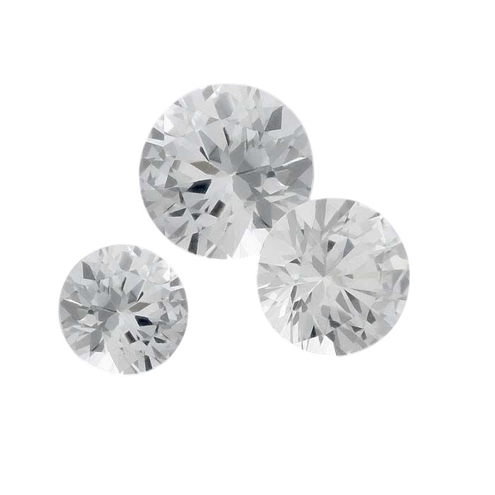 White Sapphire Round Faceted Gemstones, AAA-Grade