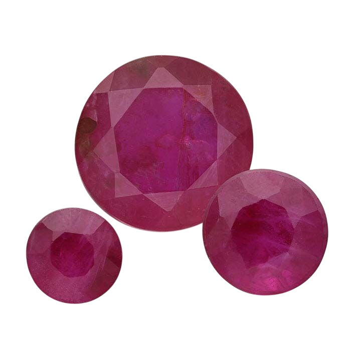 Ruby Round Faceted Gemstone, A-Grade
