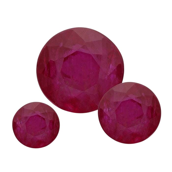Ruby Round Faceted Gemstone, AA-Grade