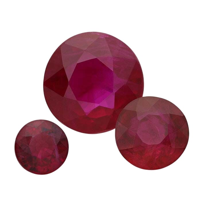 Ruby Round Faceted Gemstone, AAA-Grade