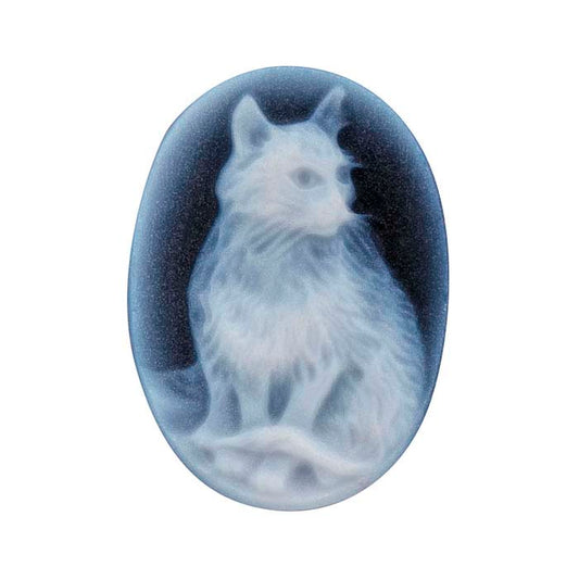 Cammeo a forma di gatto ovale in agata nera 18 x 13 mm