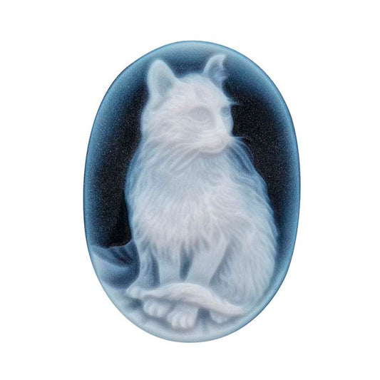 Black Agate 25 x 18mm Oval Cat Cameo
