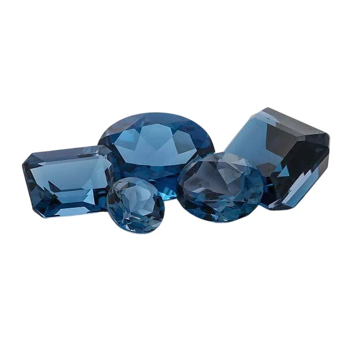 London-Blue Topaz Emerald-Cut Faceted Gemstones, AA-Grade