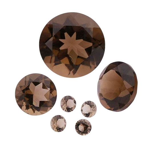 Smoky Quartz Round Faceted Gemstones, AA-Grade