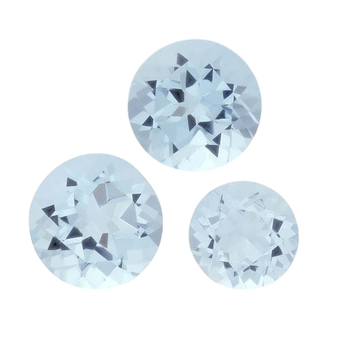 Aquamarine Round Faceted Gemstones, AA-Grade