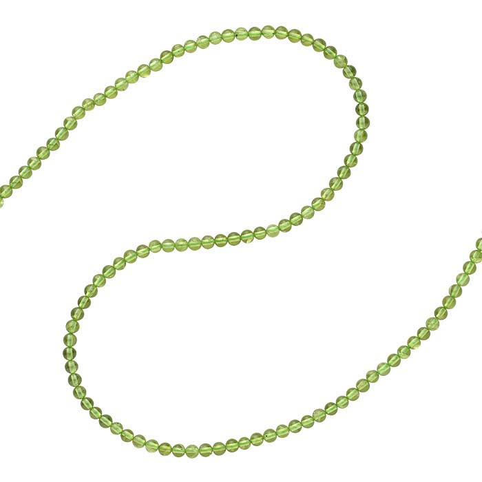 Peridot 4 mm rund pärlsträng