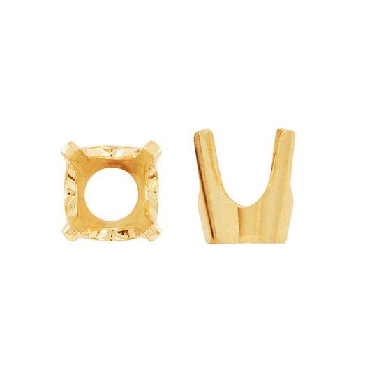 14 Karat Gelbgold, 1,7 mm, rund, niedrige Basis, 4-Krappen-Fassung