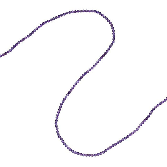Ametist 3 mm rund pärlsträng