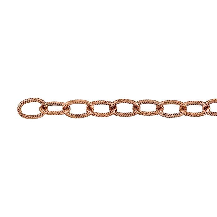 Koppar 5,4 mm mönstrad oval kabelkedja, 6,1 m spole