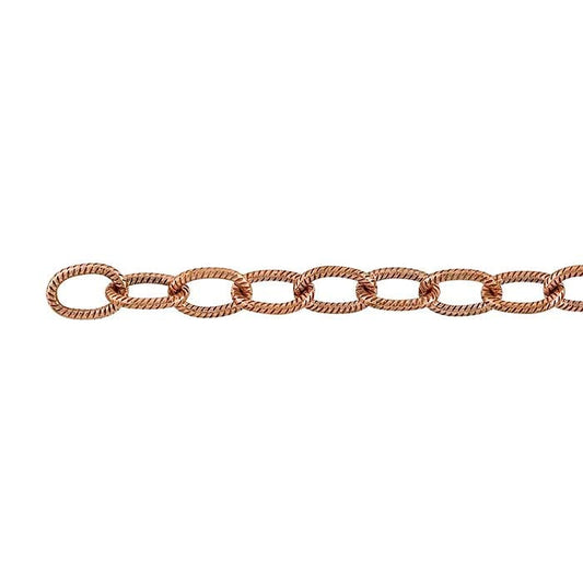 Koppar 5,4 mm mönstrad oval kabelkedja, 6,1 m spole