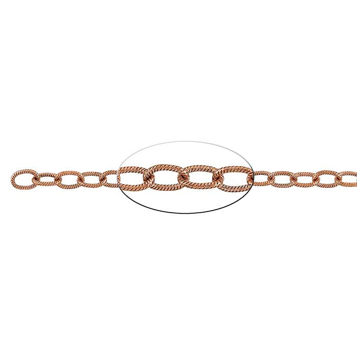 Koppar 5,4 mm mönstrad oval kabelkedja, 6,1 m spole