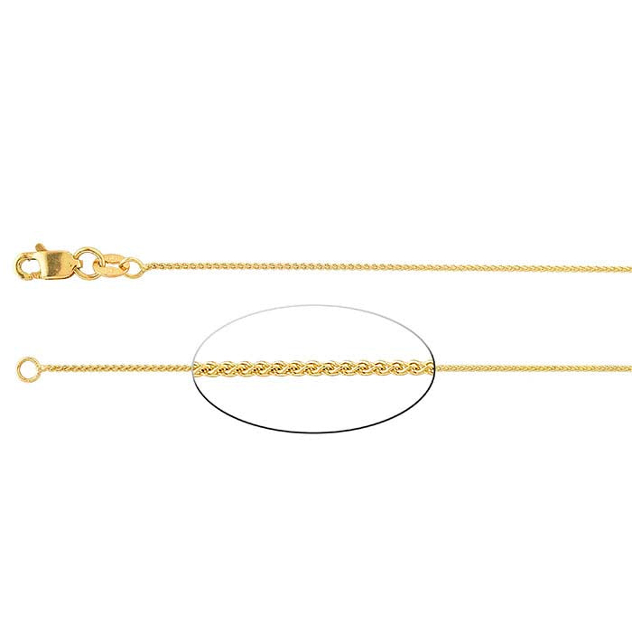 14K Yellow Gold Round Wheat Chain