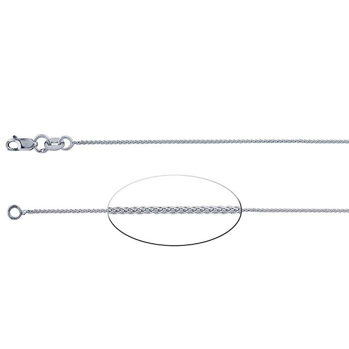 14K White Gold Round Wheat Chain