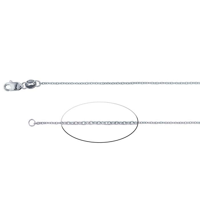 14K White Gold Beveled Oval Cable Chain