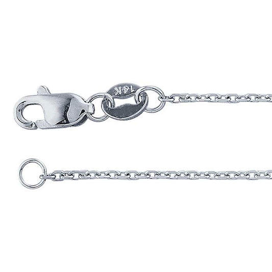 14K White Gold Beveled Oval Cable Chain