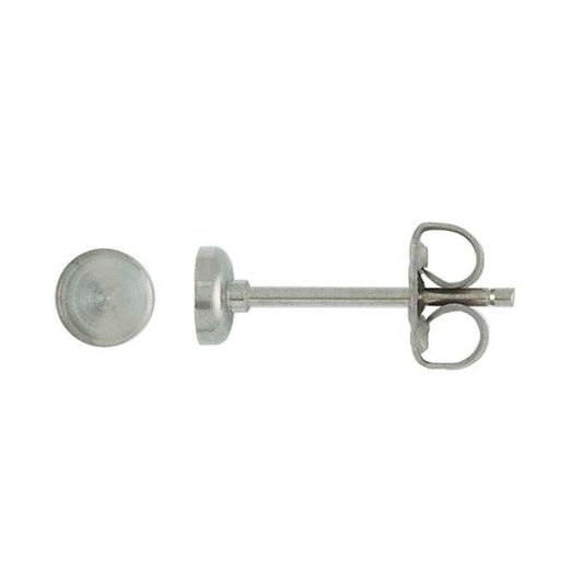 Titanium 4mm Round Cabochon Post Earring Mounting