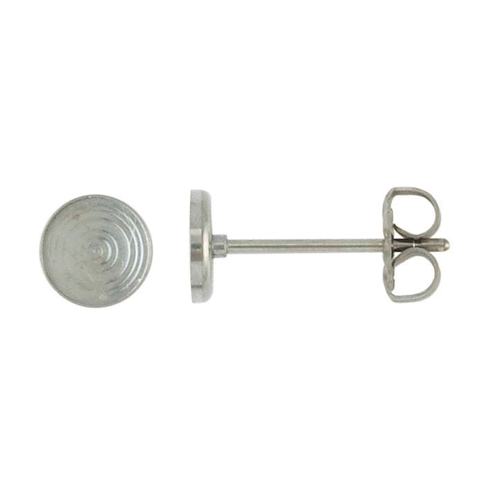 Titanium 6mm Round Cabochon Post Earring Mounting