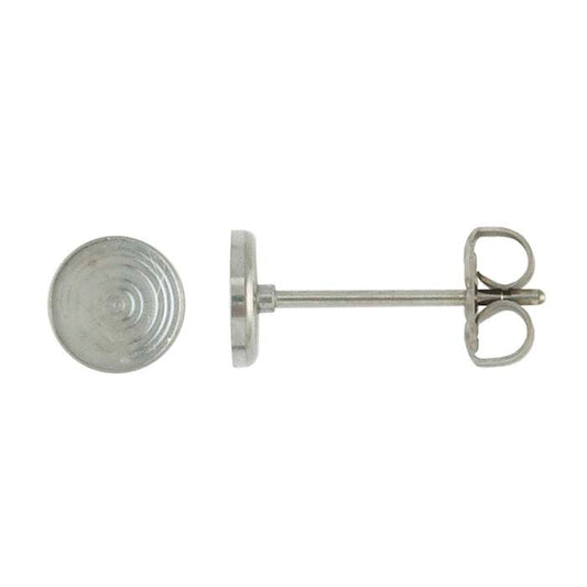 Titanium 6mm Round Cabochon Post Earring Mounting