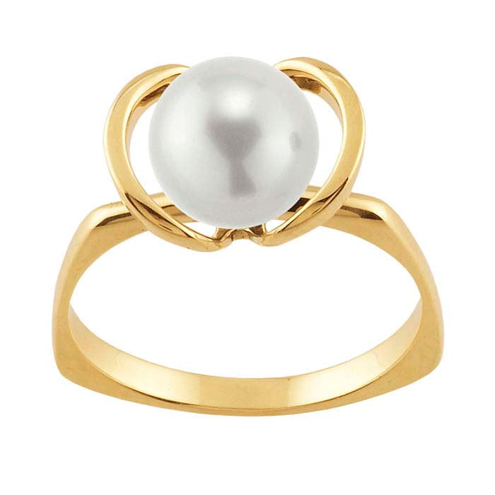 14K Yellow Gold Open Petal Euro-Shank Pearl Ring Mounting