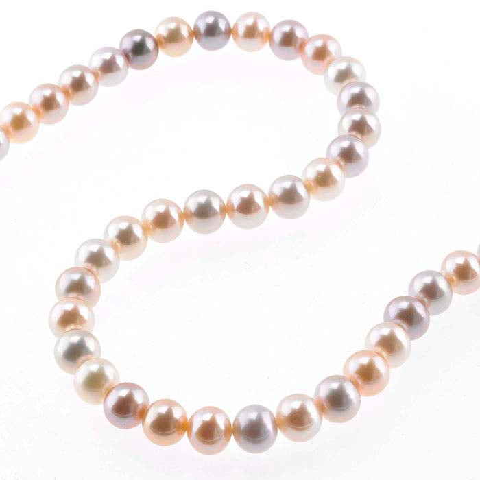 Freshwater Cultured 6–7mm Round Pearl Strand, Pink, Peach, and Lavender, A-Grade