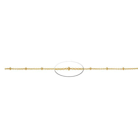 Brass Yellow Gold-Plated 1.3mm Cable Chain with 2mm Beads, 6.1 m. Spools