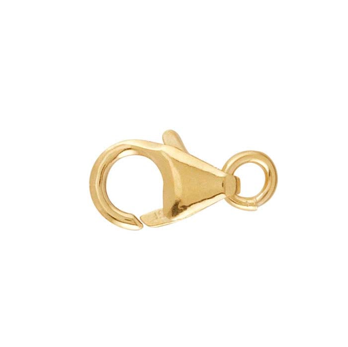 Chiusura a moschettone in oro giallo 14/20 carati 12,8 x 6,7 mm con anello aperto