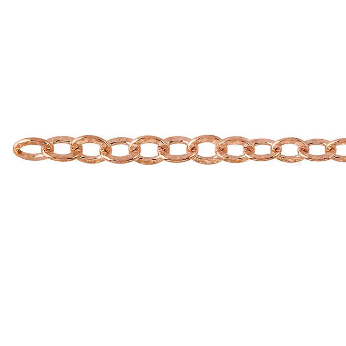 Koppar 4,7 mm Mönstrad Platt Oval Kabelkedja, 6,1 m Spole