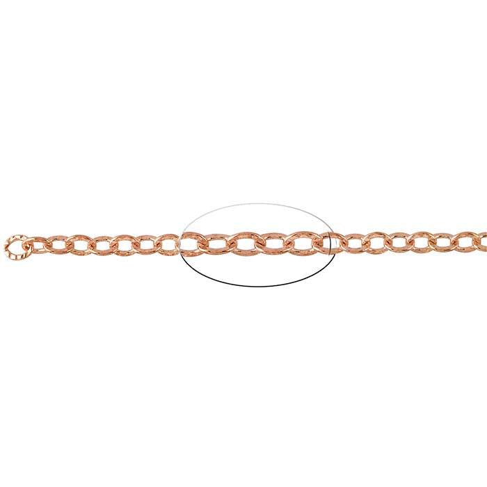 Koppar 4,7 mm Mönstrad Platt Oval Kabelkedja, 6,1 m Spole