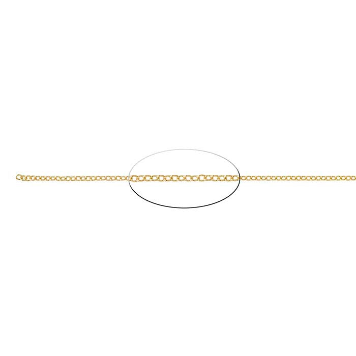 Brass Yellow Gold-Plated 1.6mm Cable Chain, 6.1 m. Spool