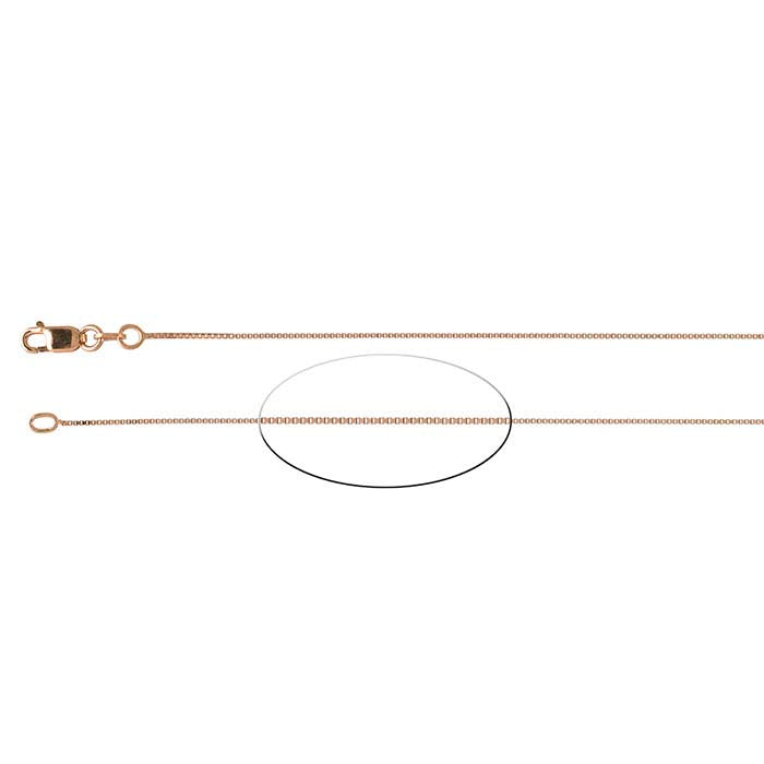 14K Rose Gold 0.6mm Venetian Box Chain