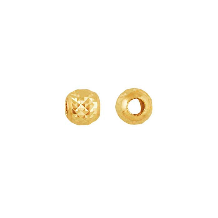 14K Yellow Gold Round Diamond-Cut Pyramid Bead