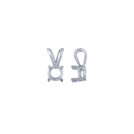 14K White Gold 5mm Round Basket Pendant Mounting