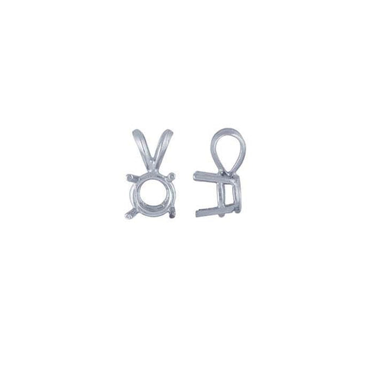 14K White Gold 6mm Round Basket Pendant Mounting