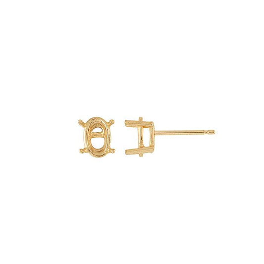 Montatura per orecchino a perno a cestello ovale 7 x 5 mm in oro giallo 14K