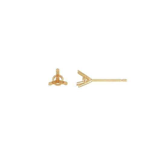 14K Gult Guld 3mm Rund Stiftörhängeinfattning