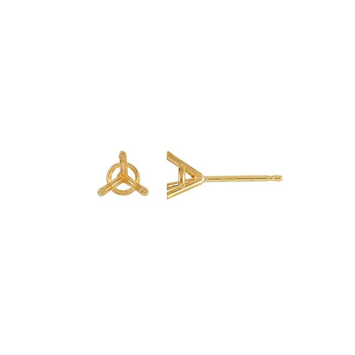 Montatura per orecchino a perno rotondo da 4mm in oro giallo 14K