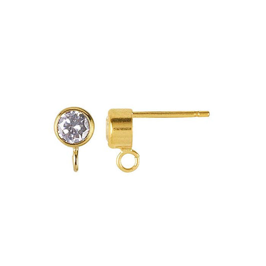 14/20 Yellow Gold-Filled CZ-Set Post Earring with Open Ring